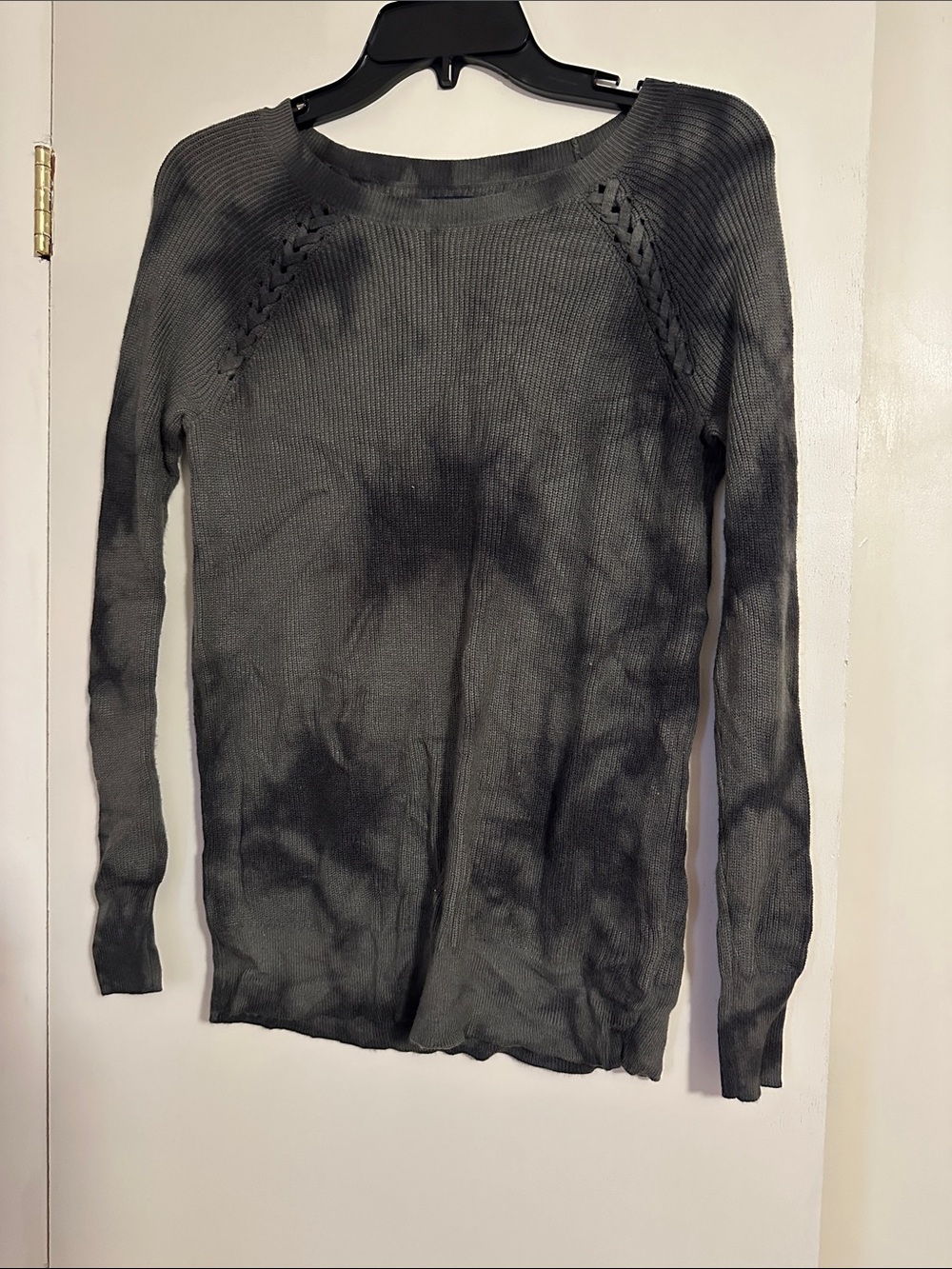 American Eagle Outfitters Women's Charcoal Tie-Dye Crewneck Sweater
